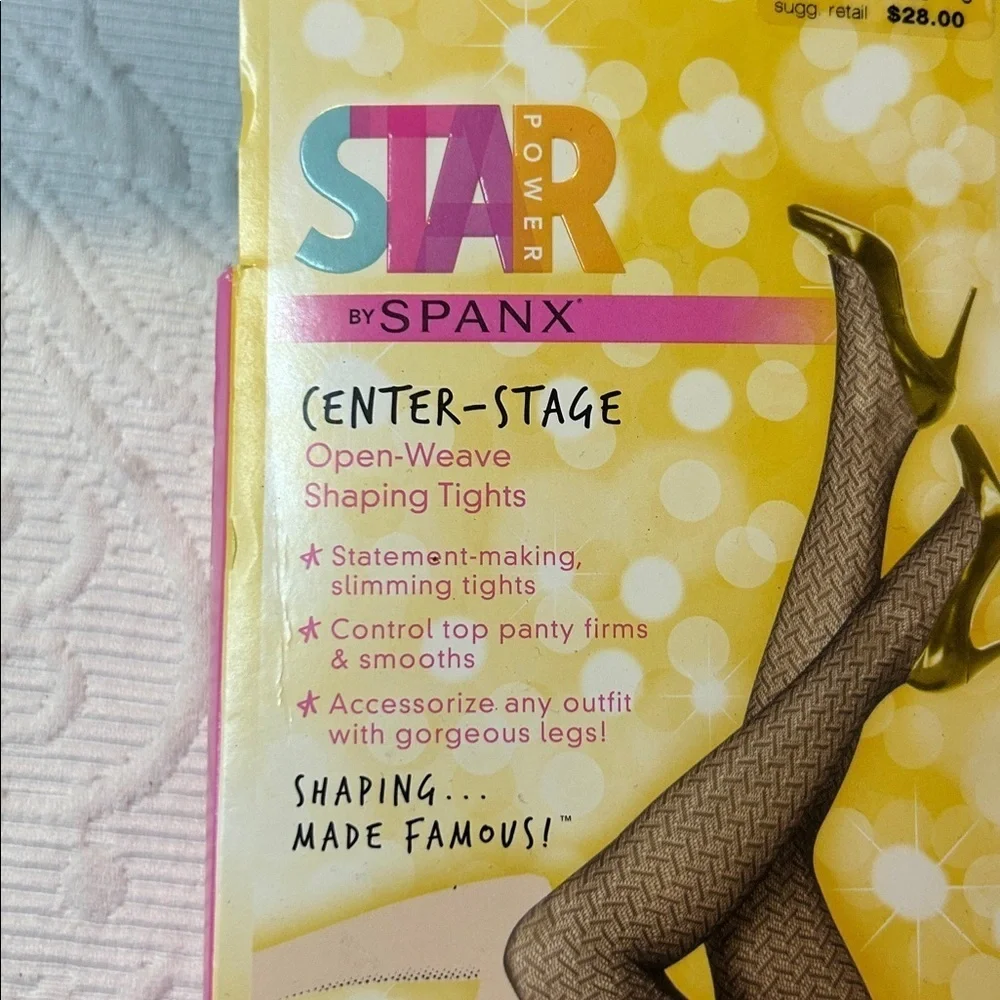 SPANX STAR Black Patterned Shaping Tights. NWT. Size D.